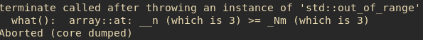 terminate called after throwing instance of 'std::out_of_range'